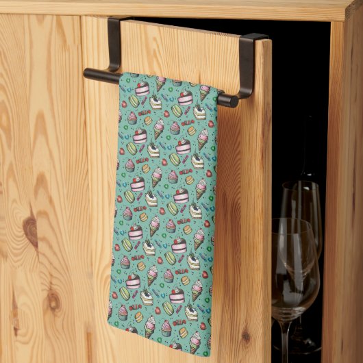 Linge De Cuisine Retro Sweets- Teal (Pliage en tiers)