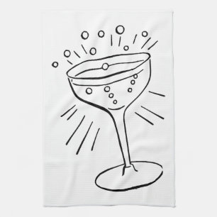 Linge De Cuisine Rétro verre noir et blanc vintage de Champagne