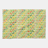 Linge De Cuisine Rétro Zig-Zag Orange & Green Chevron (Horizontal)
