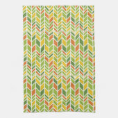 Linge De Cuisine Rétro Zig-Zag Orange & Green Chevron (Vertical)