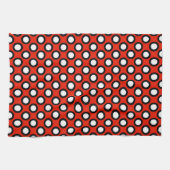 Linge De Cuisine Rétros points cerclés, rouge, noir et blanc (Horizontal)