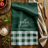 Linge De Cuisine Réunir Chèque de bison vert et blanc automne