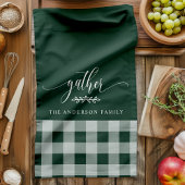 Linge De Cuisine Réunir Chèque de bison vert et blanc automne
