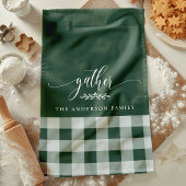 Linge De Cuisine Réunir Chèque de bison vert et blanc automne