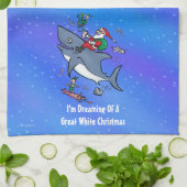 Linge De Cuisine Rêver D'Un Grand Noël De Requin Blanc (Plié)