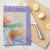 Linge De Cuisine Rêves de peinture à l'aquarelle Unicorn (Quart Plié)