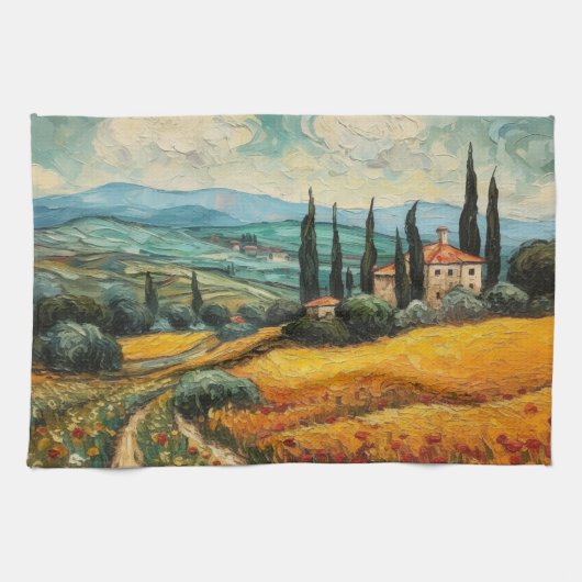 Linge De Cuisine Rêves toscans dorés (Horizontal)