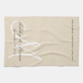 Linge De Cuisine Revêtement de lin rustique avec Monogramme blanc (Horizontal)