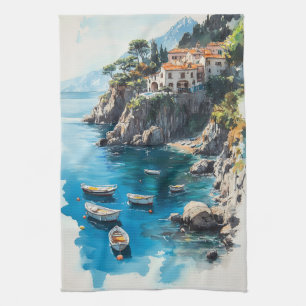 Linge De Cuisine Rêveuse Côte d'Amalfi : Conception de Peinture à l