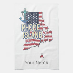 Linge De Cuisine Rhode Island États-Unis Retro State Map Vintage