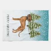 Linge De Cuisine Rhodesian Ridgeback Lion Dog Snowy Winter Forest (Horizontal)