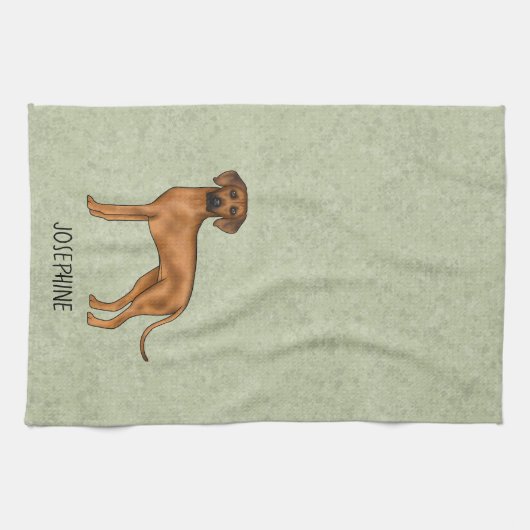 Linge De Cuisine Rhodesian Ridgeback mignon chien Brown avec nom ve (Horizontal)