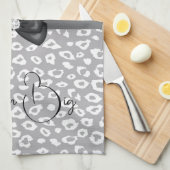 Linge De Cuisine Ribbon blanc gris léopard diamant bow (Quart Plié)