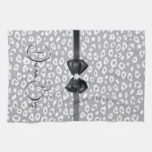 Linge De Cuisine Ribbon blanc gris léopard diamant bow (Horizontal)