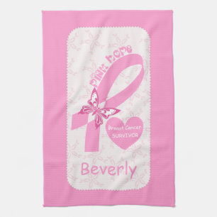 Linge De Cuisine Ribbon rose Survivant du cancer du sein et frontiè