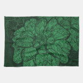 Linge De Cuisine Rich Emerald vert modèle floral (Horizontal)
