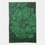 Linge De Cuisine Rich Emerald vert modèle floral (Vertical)