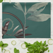 Linge De Cuisine Riche Turquoise Vert d'aquarelle artistique Feuill (Plié)