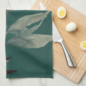 Linge De Cuisine Riche Turquoise Vert d'aquarelle artistique Feuill (Quart Plié)