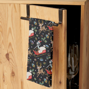 Linge De Cuisine Rick et Morty   Christmas Reindeer Sleigh Motif