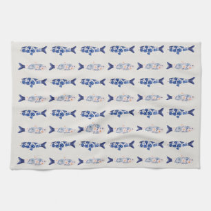 Linge De Cuisine Rideau de douche à motif de poisson bleu de style