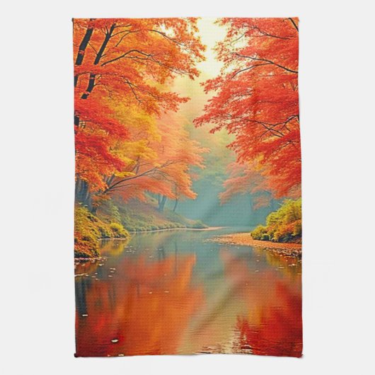 Linge De Cuisine Rivière forestière d'automne (Vertical)