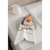 Linge De Cuisine Robin rouge de Noël, personnalisable