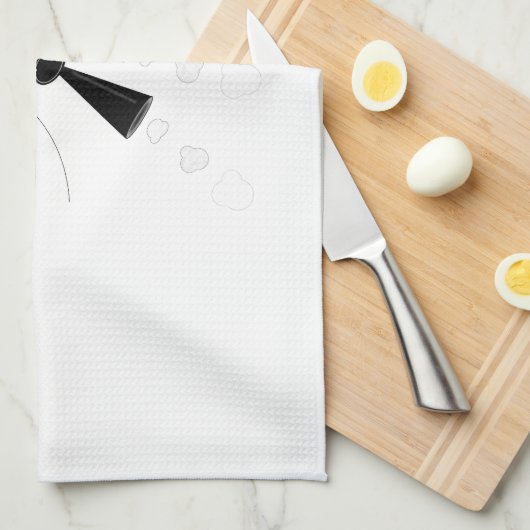 Linge De Cuisine Robot volant noir (Quart Plié)