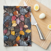 Linge De Cuisine Rochers et Feuille (Quart Plié)