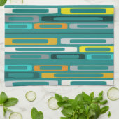 Linge De Cuisine Roches plates du milieu du siècle rétro Turquoise (Plié)