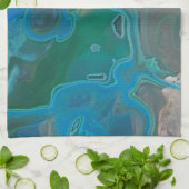 Linge De Cuisine Rock Collector Humour Bleu Vert Marbré Pierre (Plié)