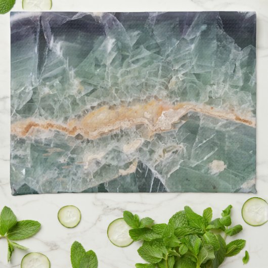 Linge De Cuisine Rock Collector Humour violet vert pierre polie (Plié)