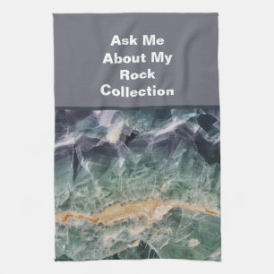 Linge De Cuisine Rock Collector Humour violet vert pierre polie