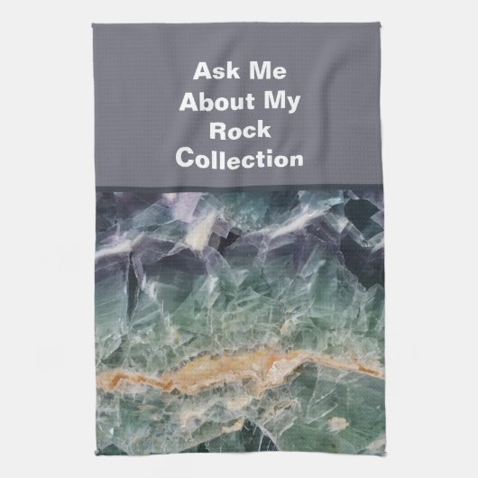 Linge De Cuisine Rock Collector Humour violet vert pierre polie (Vertical)