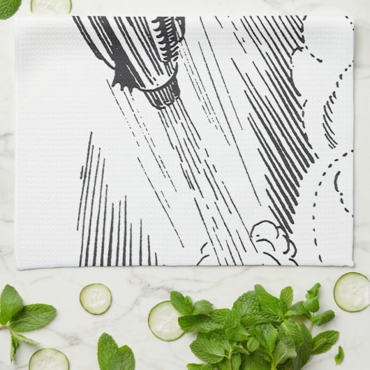 Linge De Cuisine Rocket de vaisseau spatial de science-fiction vint (Plié)