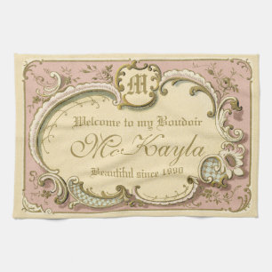 Linge De Cuisine Rococo Boudoir à l'élégante trame rose or