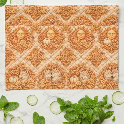 Linge De Cuisine Rococo Revival Damask Nature Pattern (Plié)