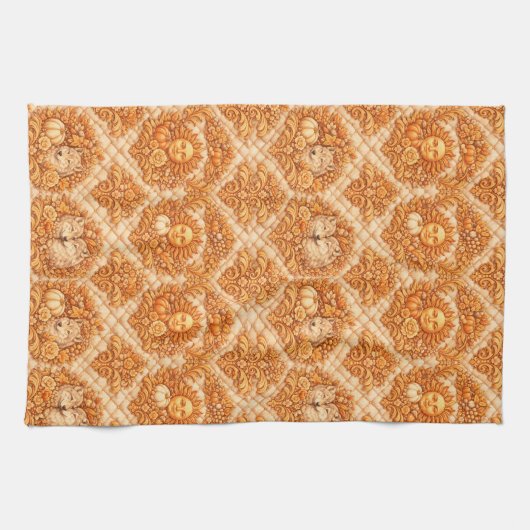 Linge De Cuisine Rococo Revival Damask Nature Pattern (Horizontal)