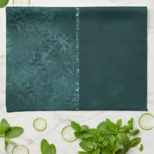 Linge De Cuisine Romance Turquoise de minuit Dark Satiny Grunge D