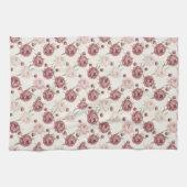 Linge De Cuisine Romantic Blush & Burgundy Peony Floral Pattern (Horizontal)