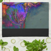 Linge De Cuisine Romantique élégant violet turquoise peinture de fl (Plié)