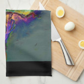 Linge De Cuisine Romantique élégant violet turquoise peinture de fl (Quart Plié)