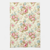 Linge De Cuisine Romantique rose Rose anglais sur jaune pâle (Vertical)