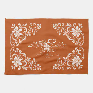 Linge De Cuisine Romantique Shabby Chic Orange Brûlé Monsieur Madam