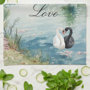 Linge De Cuisine Romantique Swans Lake Amour