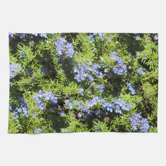 Linge De Cuisine romarin à fleurs bleues (Horizontal)