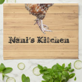 Linge De Cuisine Rooster Chicken Personnaliser ajouter Nom Couleur  (Plié)