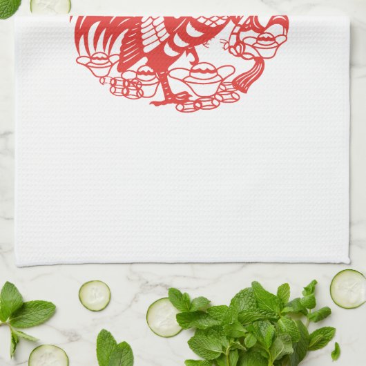Linge De Cuisine Rooster Chinois Découpe Année 2017 Serviette7 (Plié)