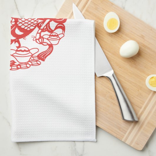 Linge De Cuisine Rooster Chinois Découpe Année 2017 Serviette7 (Quart Plié)