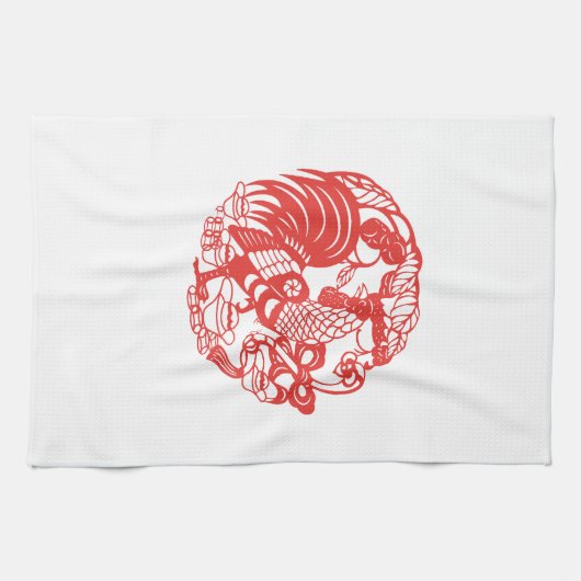 Linge De Cuisine Rooster Chinois Découpe Année 2017 Serviette7 (Horizontal)